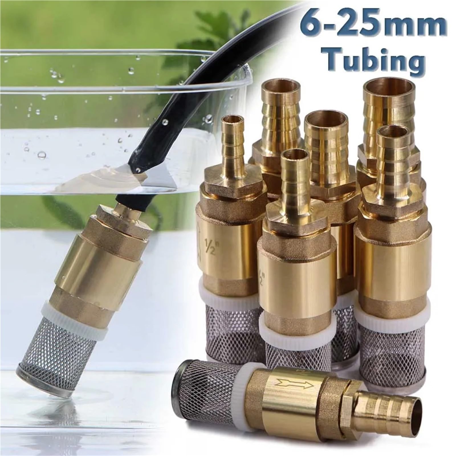 Myjka ciśnieniowa, filtr z króćcem węża ze stali nierdzewnej Sprawdź 1/2 cala 6-25 mm 2 szt. Do pompy Paliwo Gaz Woda(For 12mm Tub,For 12mm Tub)