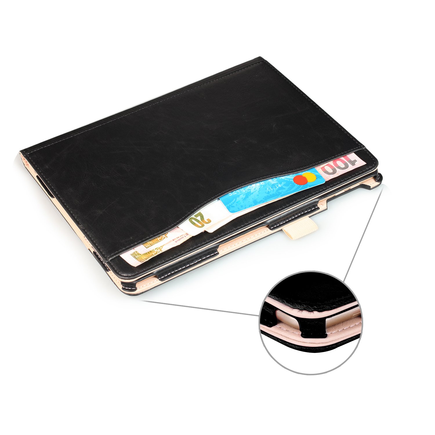 Dasaja Custodia In Pelle Per IPad Air 1/Air 2/9.7 (2017/2018) – Con Supporto E Elastico Per Penna – Colore Nero - 4
