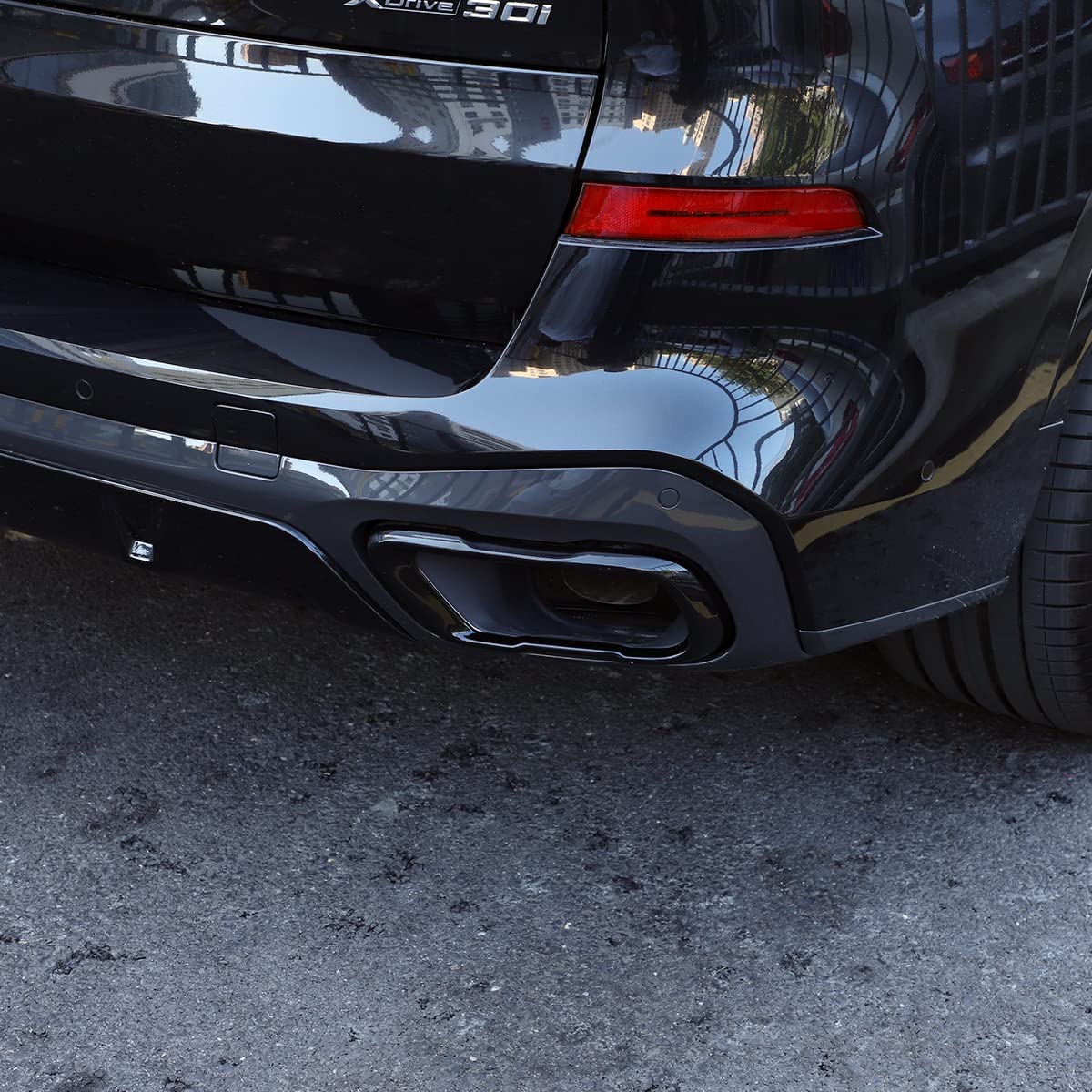 Accessori esterni in acciaio inox Scarico Tubo di Scarico Decorazione Telaio Trim Per X5 G05 X7 G07 2019-2021 M Sport Versione Accessori Auto (Nero)