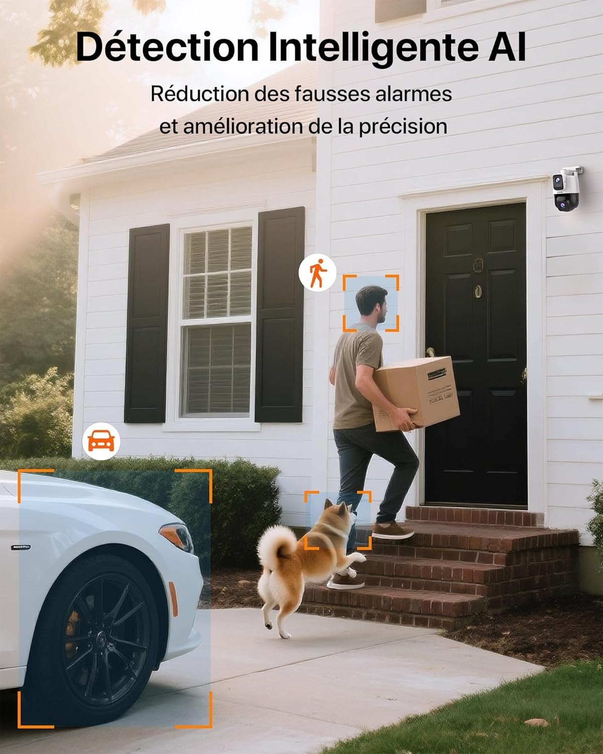 Tenda CH9 Caméra Surveillance WiFi Extérieure Double Objectif 2K+2K, Wi-FI 6 PTZ 360°, Mode Patrouille, Vision Nocturne Couleur, Alarme Sonore/Lumineuse, Détection Humaine/Véhicule, IP65