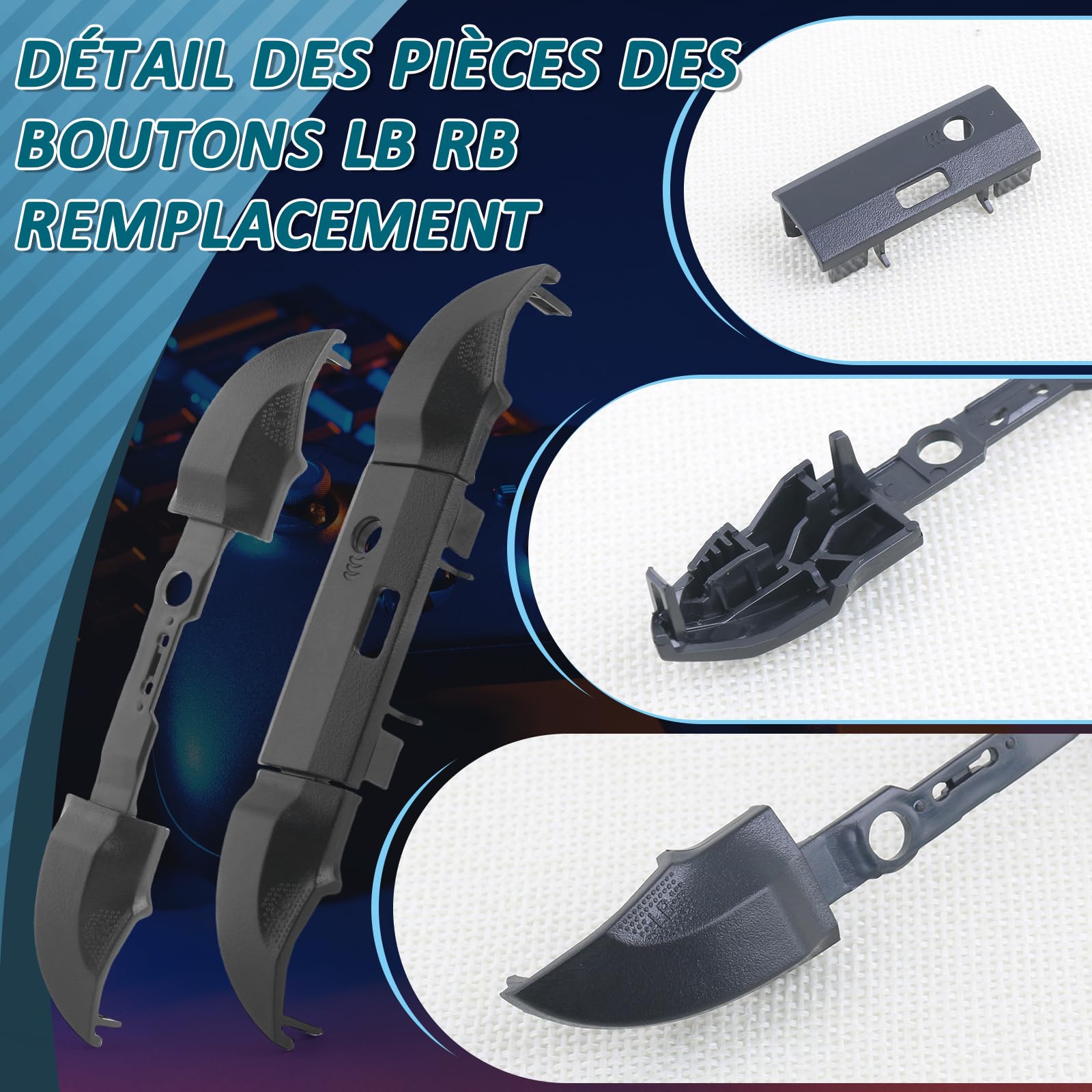 2PCS Bouton de Pare-Chocs LB RB pour Xbox Series S/X Boutons de Déclenchement D'épaule Haut Milieu Support pour Xbox Series S/X Manettes Accessory Pièces de Rechange avec Outils de Réparation(Noir) - 5
