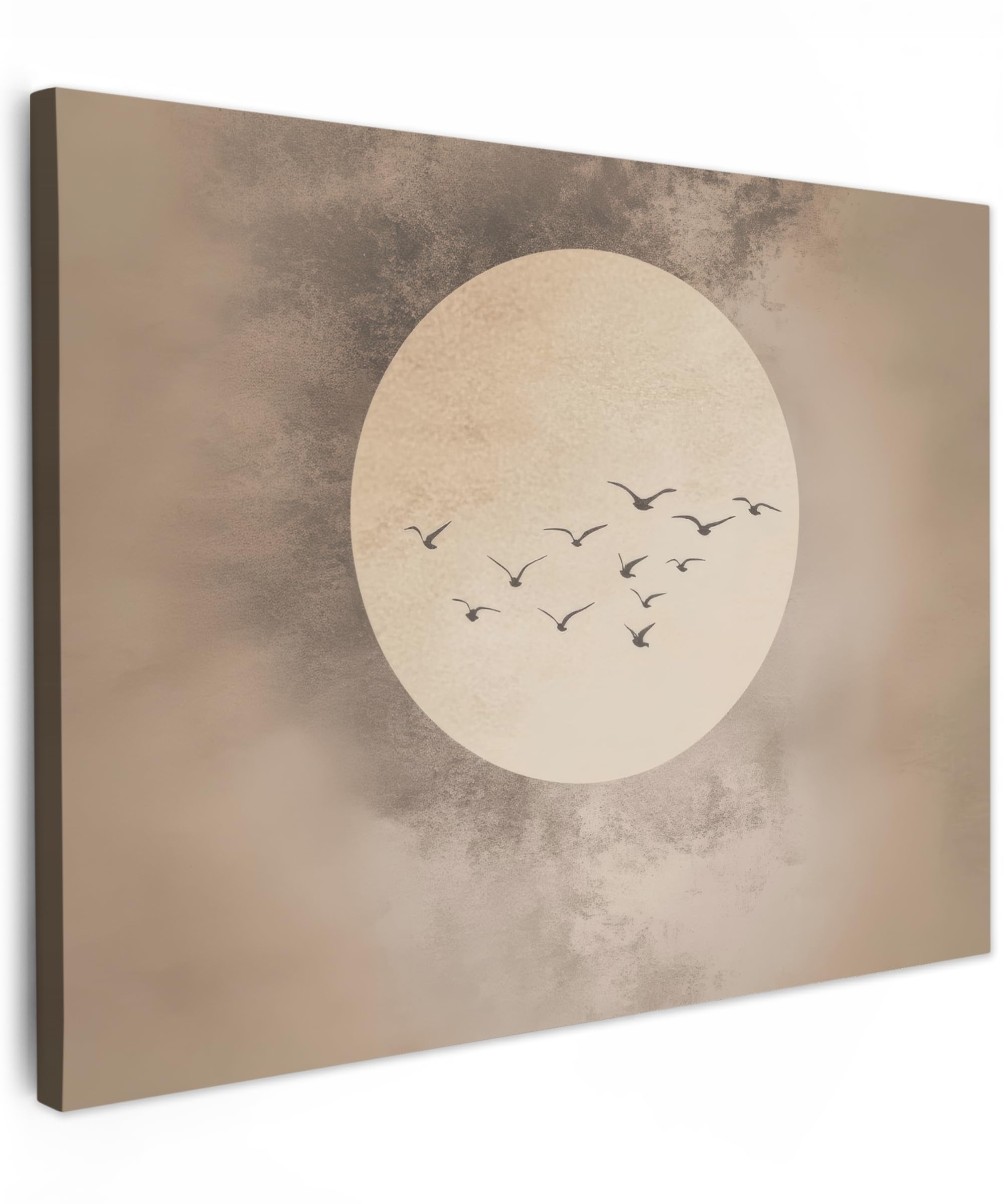 MuchoWow© Canvas Wall Art 31"x24" / 80x60 cm Decor Prints for Living Room Decorative Canvases Hall Artwork Bird - Beige - Japandi — image 1