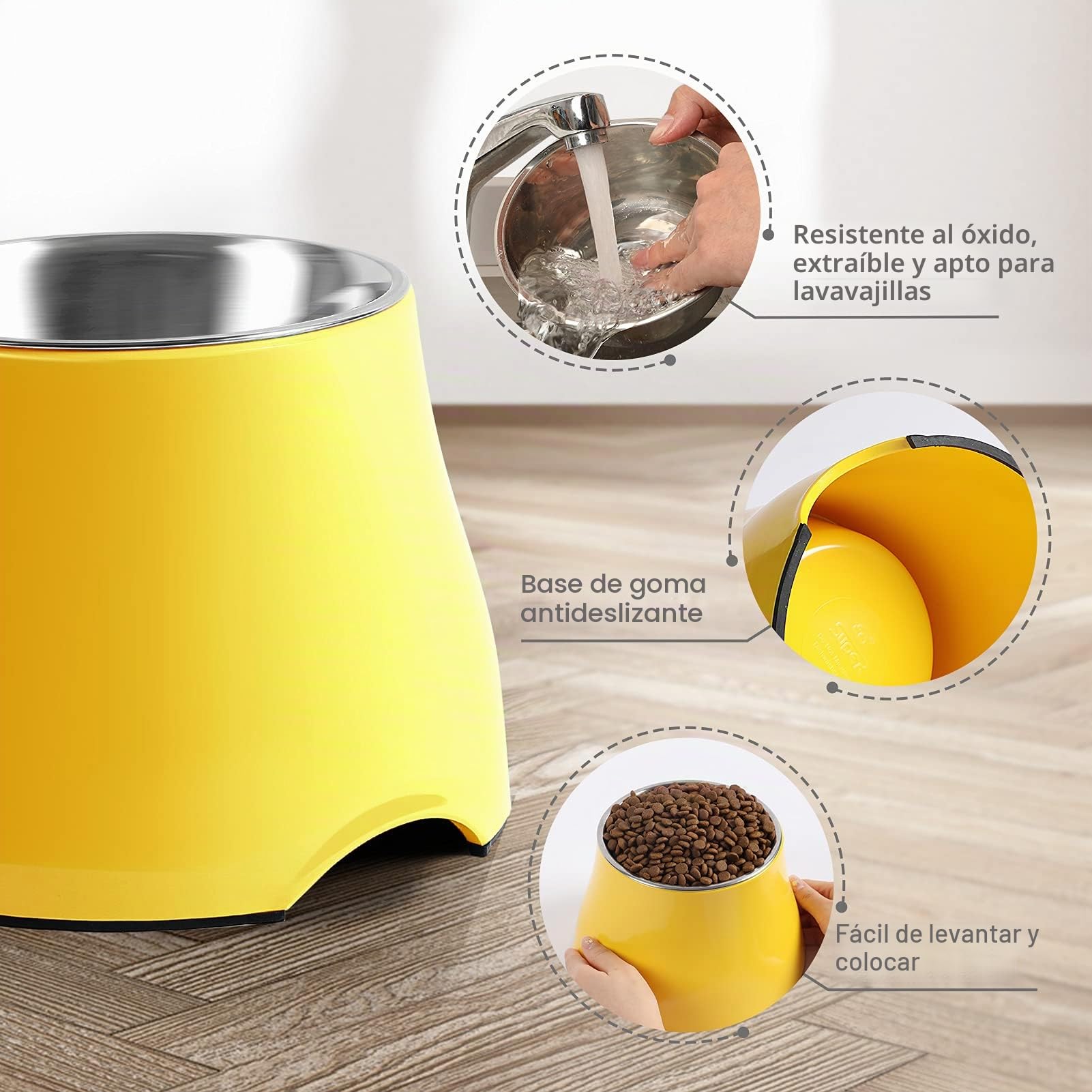 yoken Cuencos elevados para Perros [prevención de Las vértebras] [Super Antideslizante] con Cuenco de Acero Inoxidable de Alta Capacidad