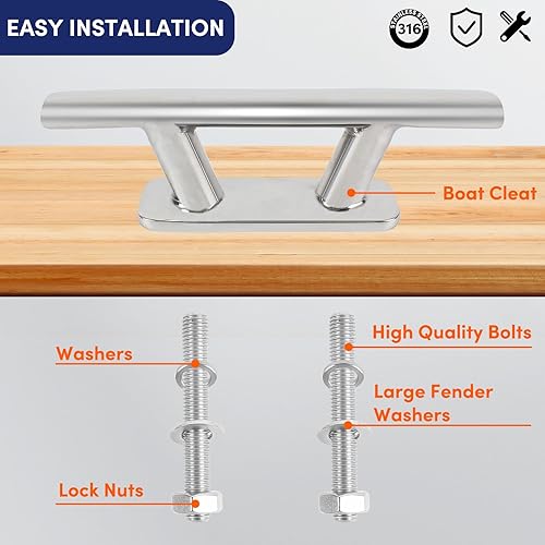 Vista 13 de Tacos de acero inoxidable, tacos de muelle, tacos de cuerda con tornillos, base abierta, tacos de barco para embarcaciones, canoa, amarre