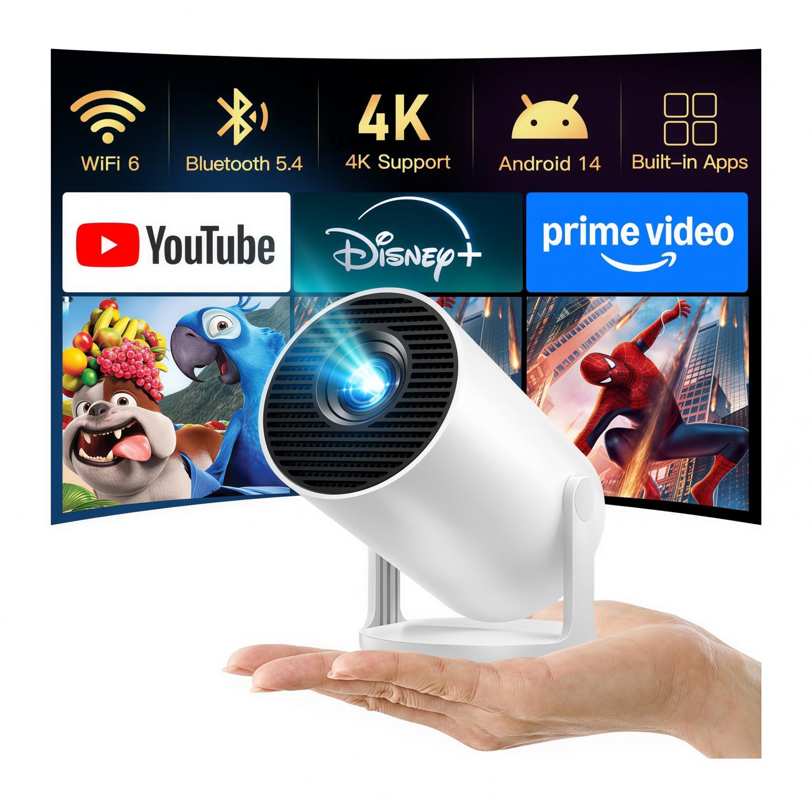 Amazon.com: [2026 Upgraded] Mini Projector 4K Supported, Built-in