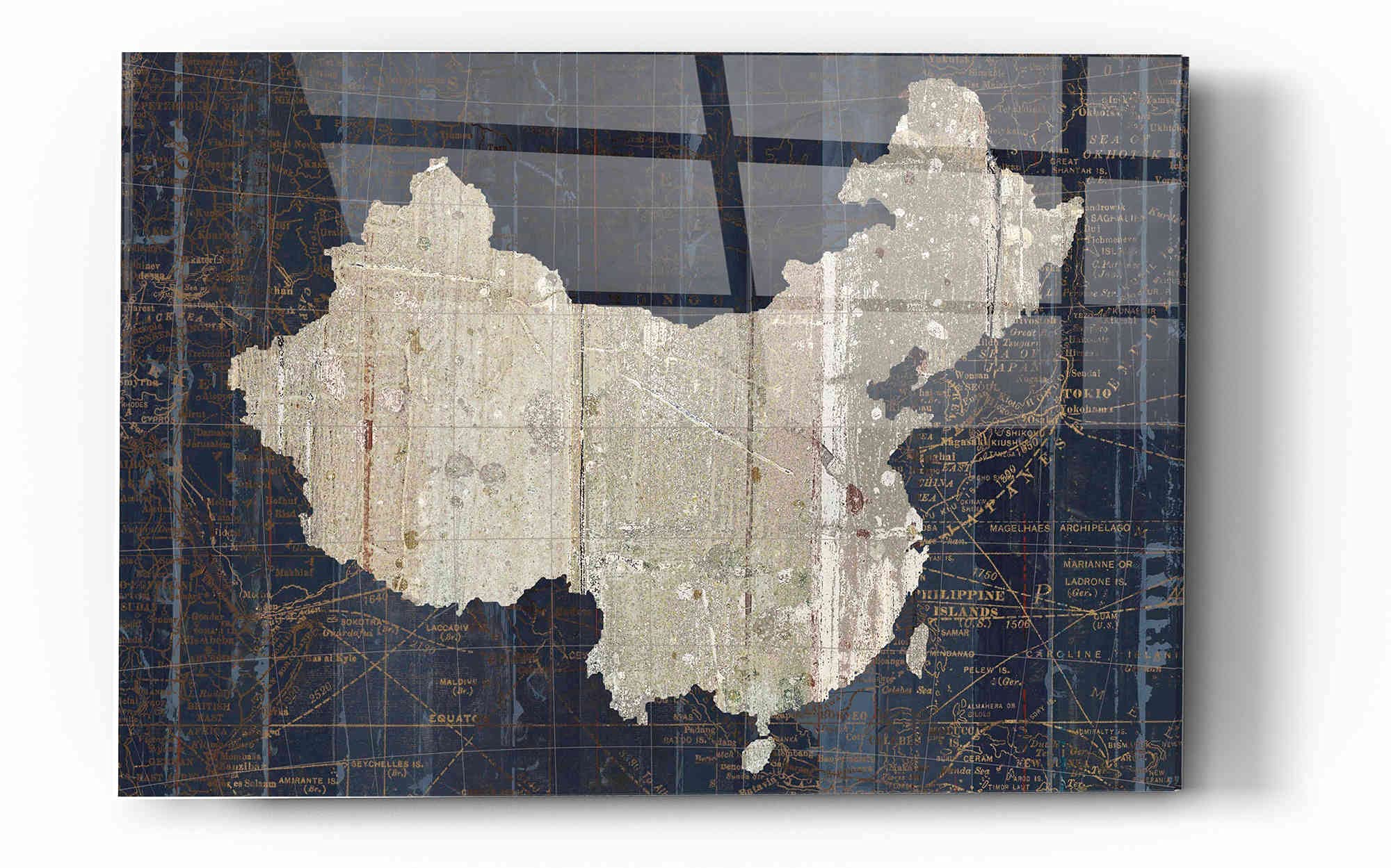 Epic Art 'Old World Map China' by Wild Apple Portfolio, Acrylic Glass Wall Art, 12