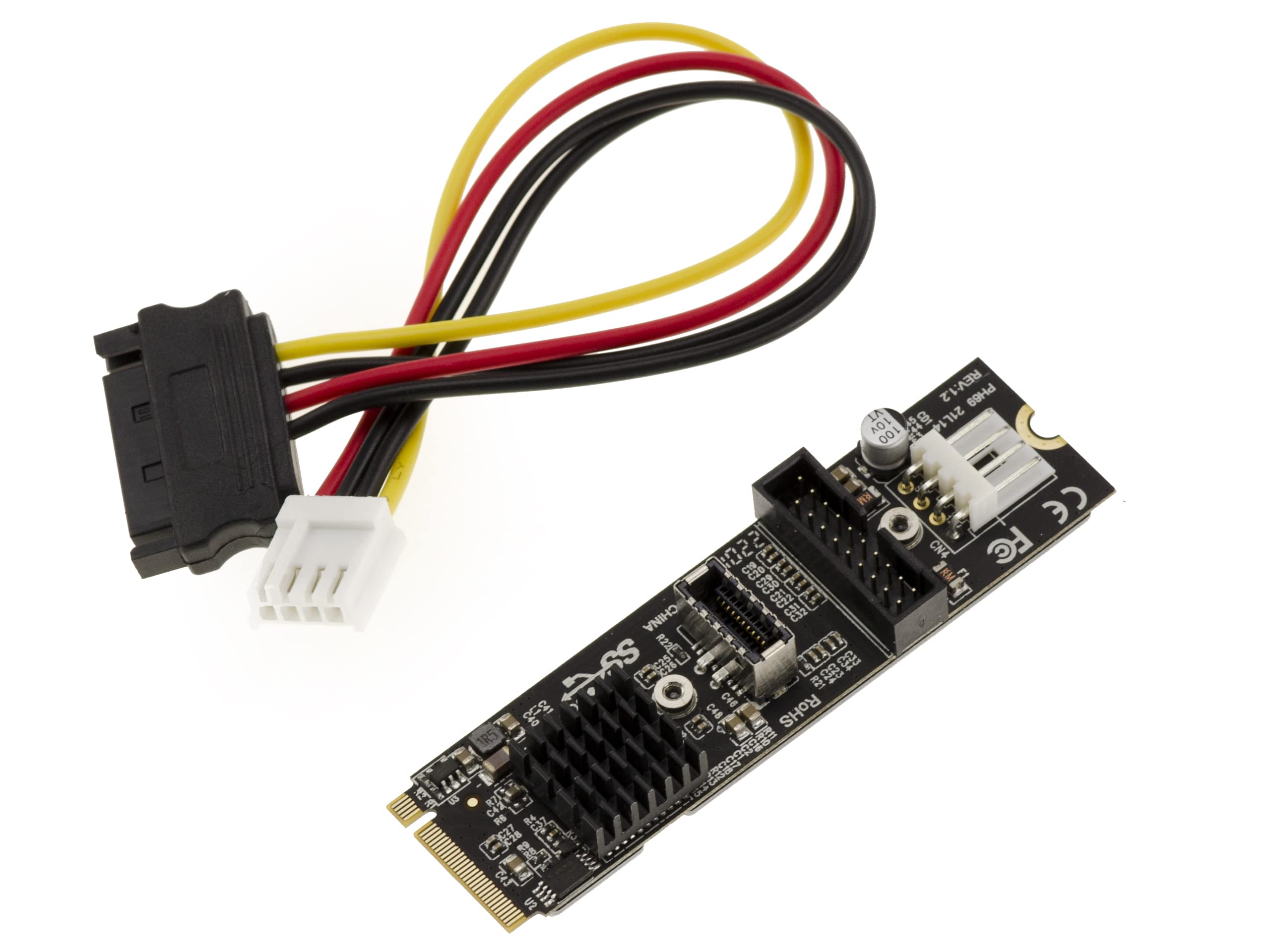 KALEA-INFORMATIQUE M2 PCIe M Key Card 2 USB3 5G ports on 19 pin and type E connector USB 3.0 Chipset Via VLI VL805
