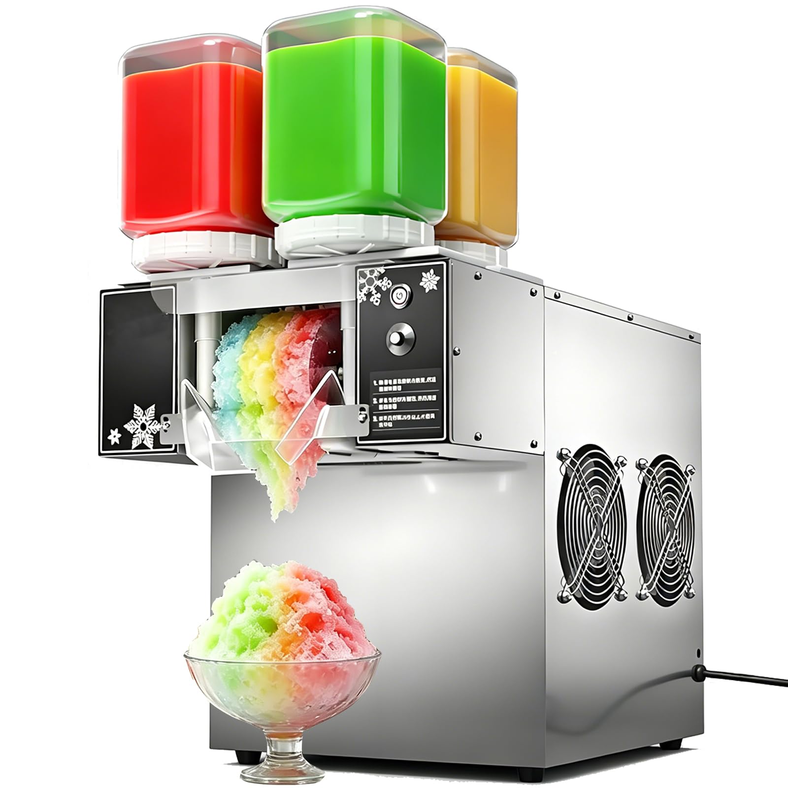 BITYCOW Portable Stainless Steel Snowflake Ice Machine, 9-Gear Adjustable Speed & Rapid Cooling with 750W Power for Party, Bar and Daily Dessert Use