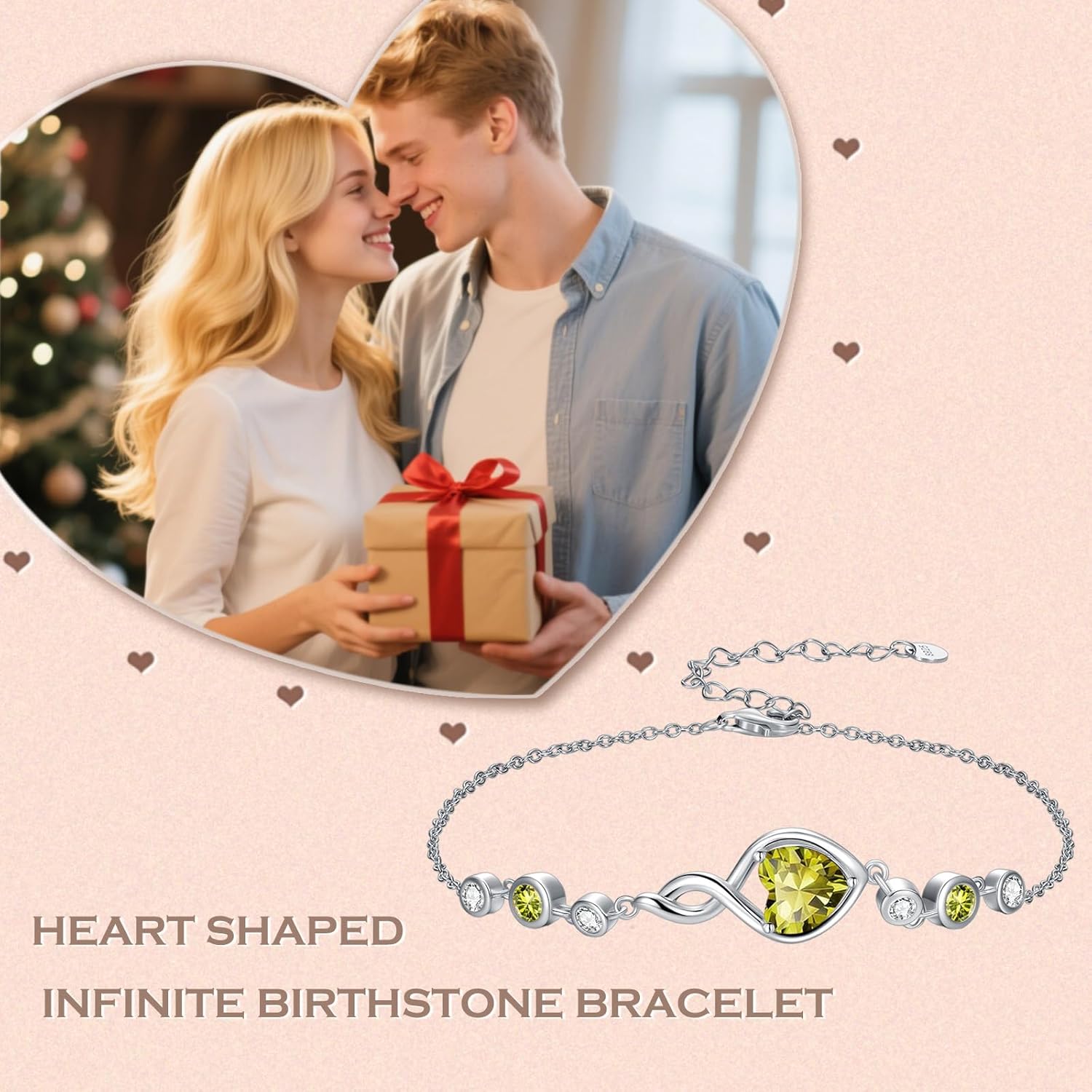 Infinity Birthstone Bracelet 925 Sterling Silver Heart Love Infinity Bracelet Fine Jewelry Anniversary Birthday Gifts for Women Girlfriend Wife Mom - Image 3