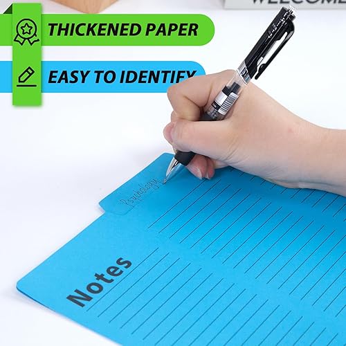 Miniatura 4 de Shindel 16 carpetas de archivos con pestañas, carpetas de manilla de tamaño carta, 9.6 x 11.5 pulgadas, pestañas de corte de 1/3, pestañas de notas