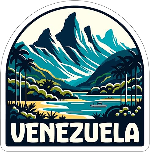 Venezuela - Adhesivo vintage de recuerdo de vinilo pequeño impermeable para botella de agua, taza, libro de pasaportes, cuaderno de recortes,