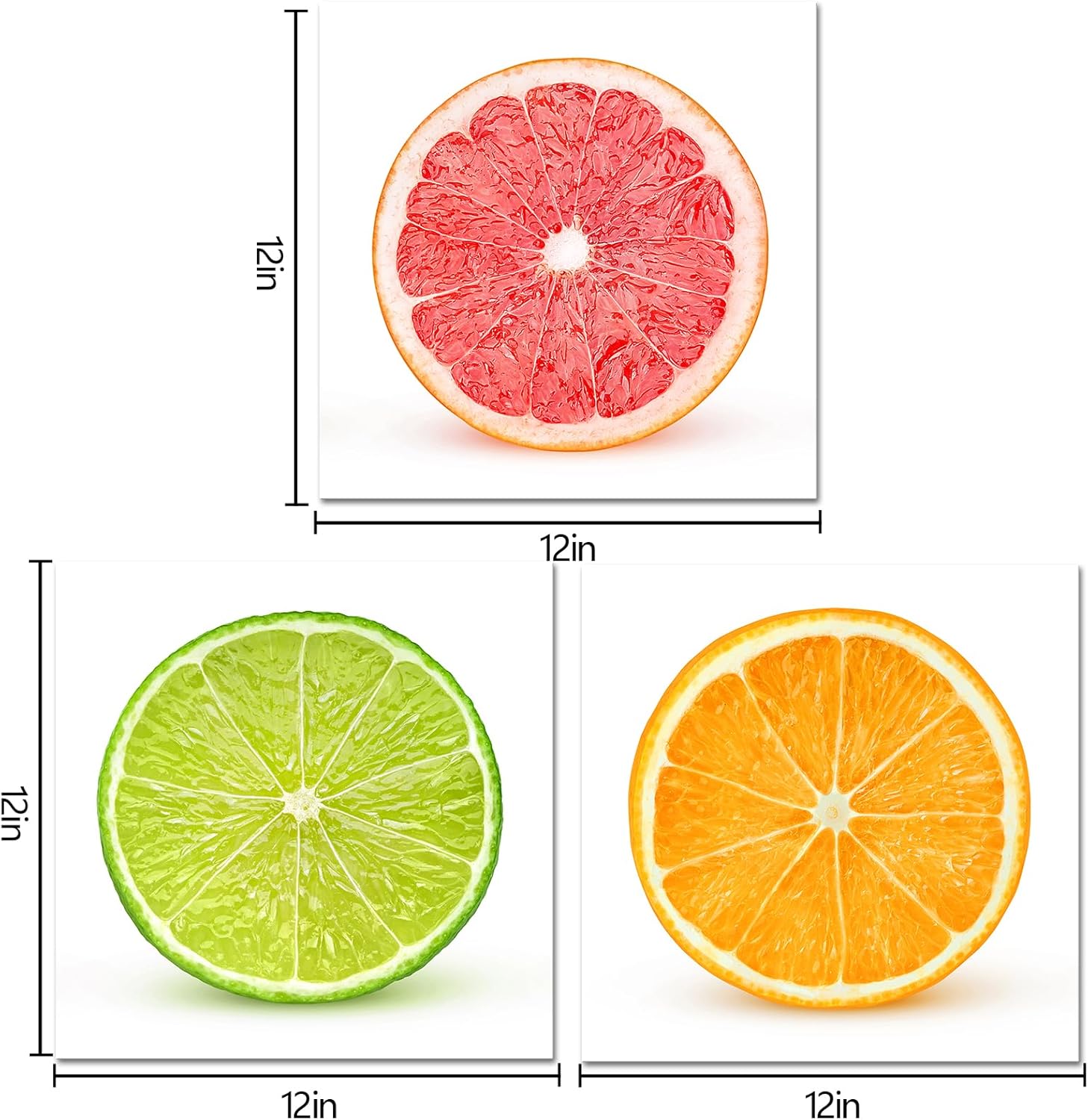 Fochorlo 3 Pieces Fruit Canvas Wall Art Lemon Kitchen Decor Orange and Grapefruit Slices Pictures Prints on Canvas for Home Office Decorations Livingroombedroom Ready To Hang (Small)
