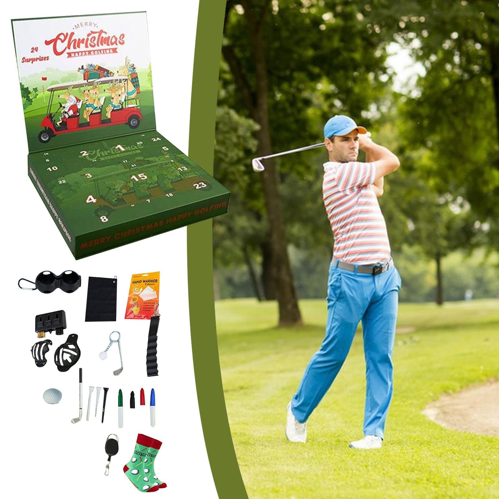 Calendario Avvento Golf 2025 Decorazioni Avvento 24 Giorni | Set Da Golf Calendario Natalizio Decorazioni Per Scrivania Ingresso Ufficio Negozi Soggiorno Camera Da Compleanno Fidanzato