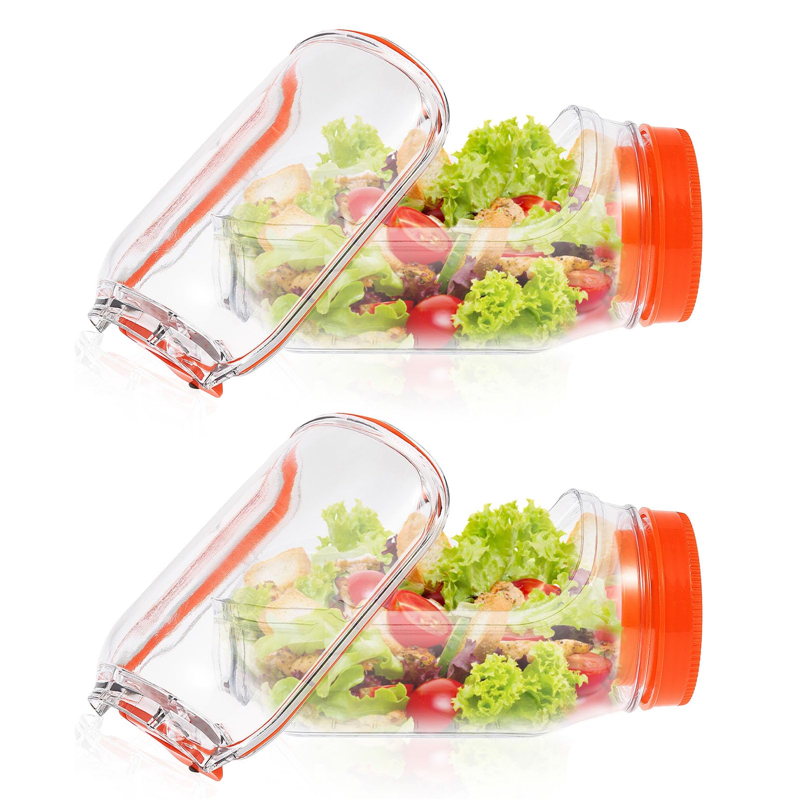 Zejexxb 2Pcs Orange Salad Pod Jar Vertical Layering Salad Pod Portable Salads Container Side Open With Leakproof Lid Meal Prep Jar Dishwasher Safe Vegetable Container For Home Outdoor Travel Camping Party (2Pcs Orange)