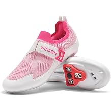 Mens Womens Indoor Cycling Shoes Compatible with Peloton Bike Pre-Installed with Look Delta Cleats Clip in Outdoor Road Bike Shoes