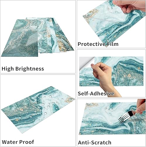 Miniatura 6 de Adhesivo retro para azulejos de mármol para despegar y pegar, azulejos adhesivos para azulejos de pared de cocina, calcomanías impermeables para