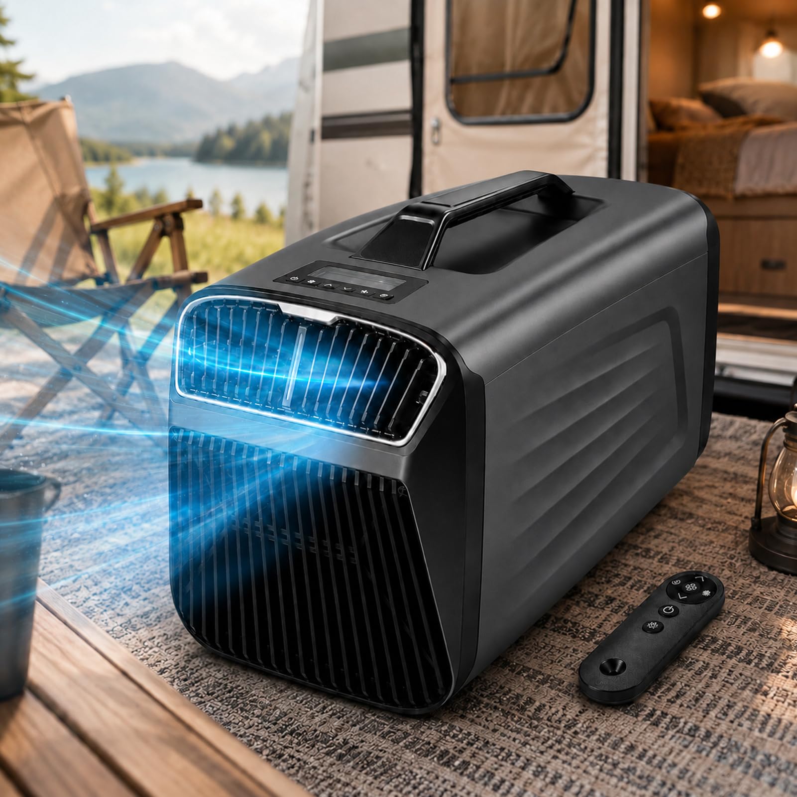 Przenośny klimatyzator mobilny 5200 BTU, klimatyzator 400 W ze sprężarką, chłodzeniem osuszacza uśpienia, wentylatorem zdalnego sterowania i timerem do kamperów, przyczep kempingowych