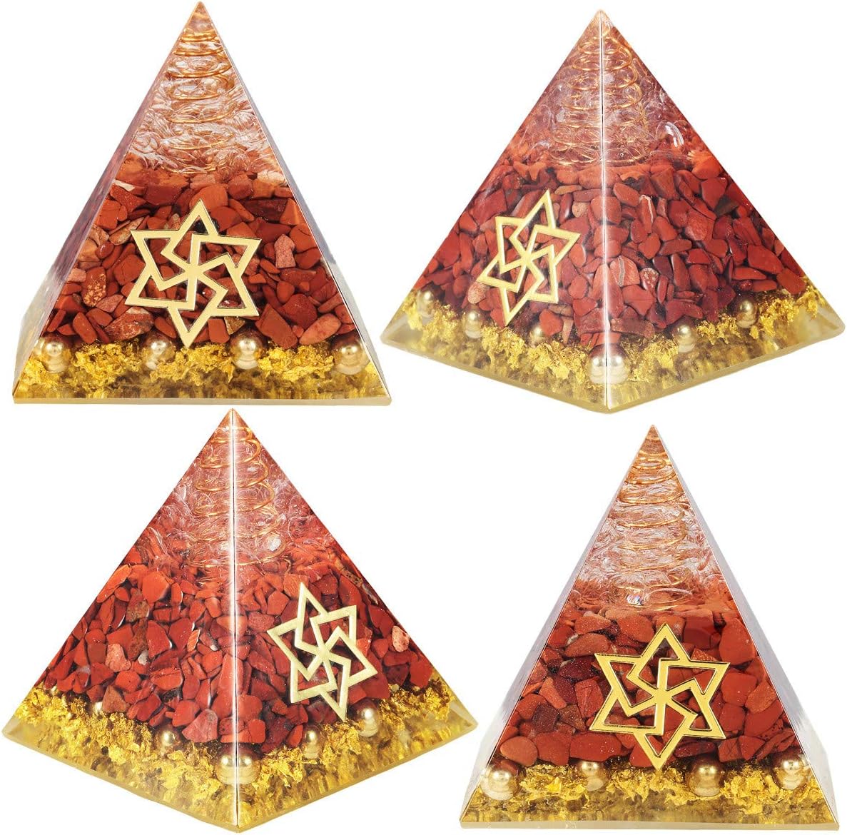 Nupuyai Red Jasper Chakra Healing Crystal Pyramid for Protection Copper Star of David Reiki Energy Figurine for Meditation Stress Relief - Image 5