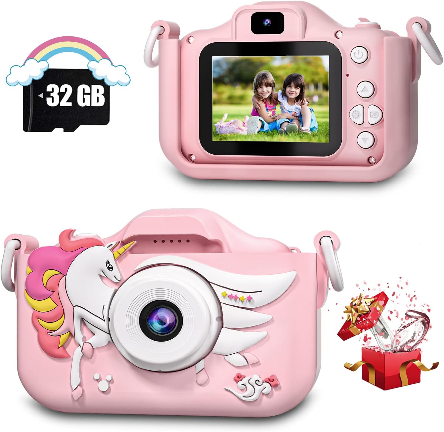 CIMELR Kids Camera Toys for 3 4 5 6 7 8 9 10 11 12 Years Old Boys/Girls, Kids Digital Camera for Toddler with Video, Birthday Festival for Kids, Selfie Camera for Child, 32GB TF Card