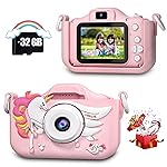 CIMELR Kids Camera Toys for 3 4 5 6 7 8 9 10 11 12 Years Old Boys/Girls, Kids Digital Camera for Toddler with Video, Birthday Festival for Kids, Selfie Camera for Child, 32GB TF Card