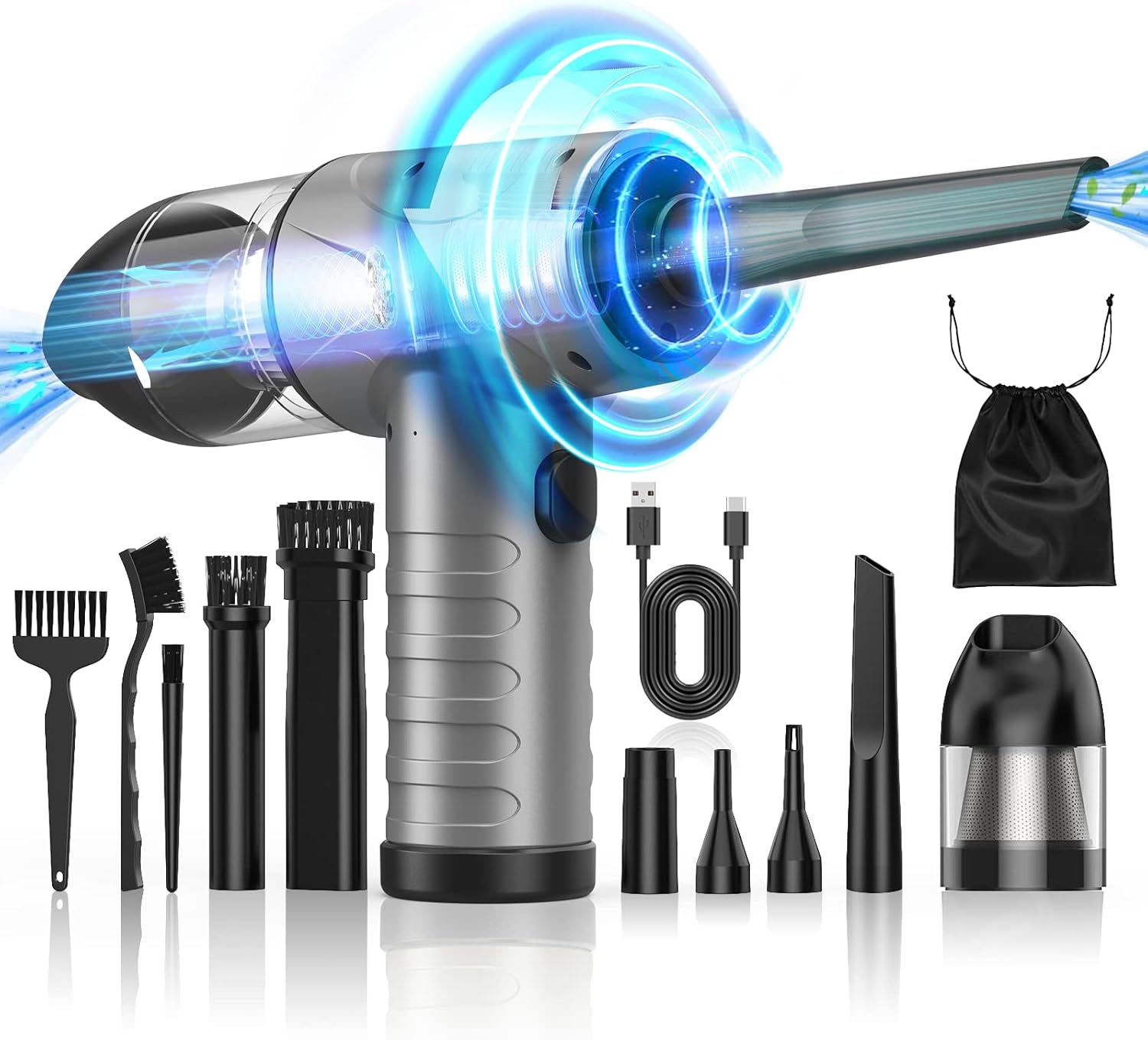 ERYUE Compressed Air Duster Cleaner Met Digitale Scherm Borstel Motor