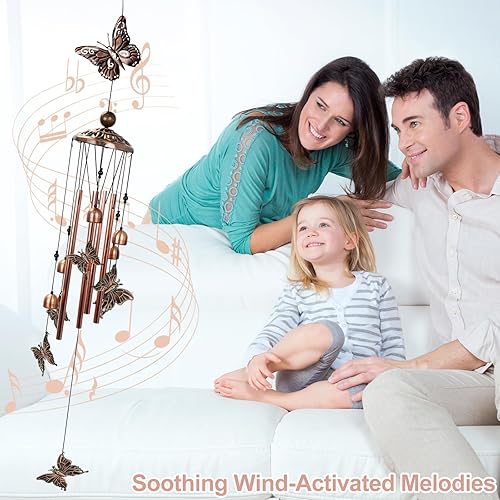 Miniatura 4 de Campanillas de viento de animales de tono cobre para exterioresinteriores, diseños de mariposas, jardín, patio, decoración del hogar, para mujeres,