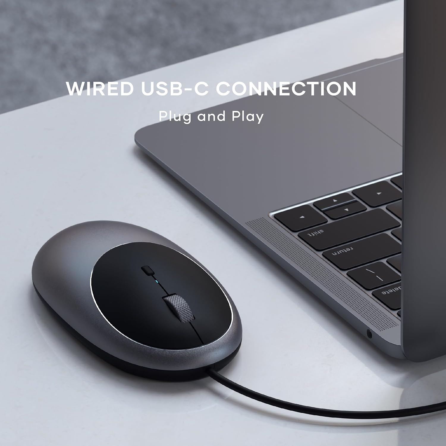 Satechi Slim W3 Wired Keyboard & Aluminum C1 Wired Mouse Bundle, USB C Connection, Backlit Keys, Adjustable DPI, for MacBook Pro/Air, iPad Pro/Air, iMac, Latops, Desktops, and Tablets