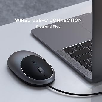 Satechi Aluminum C1 Wired USB-C Mouse, Optical Sensor, Space Gray