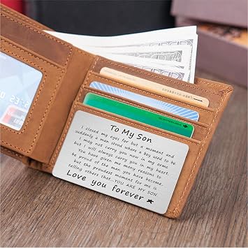 Inspirational Gifts for Son, To My Son from Dad Wallet Card for Birthday Graduation Fathers Day