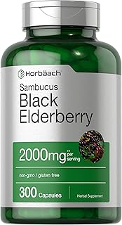Black Elderberry | 2000mg Capsules | 300 Count | Non-GMO, Gluten Free | Sambucus Supplement | by Horbaach