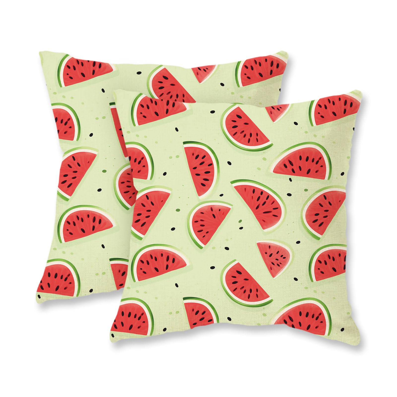 TAJWE Summer Throw Pillow Covers 18x18 Inch Set of 2 Fruit Watermelon Sweet Decorative Pillowcases Farmhouse Cushion Cases for Sofa Couch Porch Home