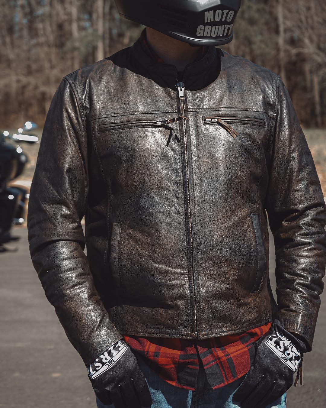 First Mfg Co - Rocky - Men's Motorcycle Biker Riding Leather Jacket