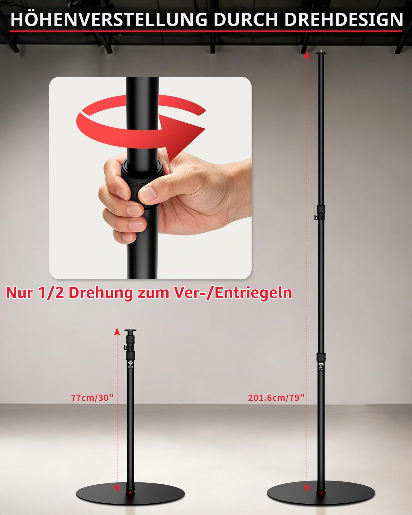 IFOOTAGE Cobra 2 RB-A500 201cm Einbeinstativ mit runder Basis,Lichtstativ