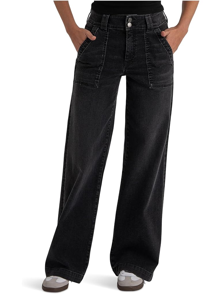 Black KUT from the Kloth Petite Jodi High-Rise Straight Leg -Porkchop Front Pockets