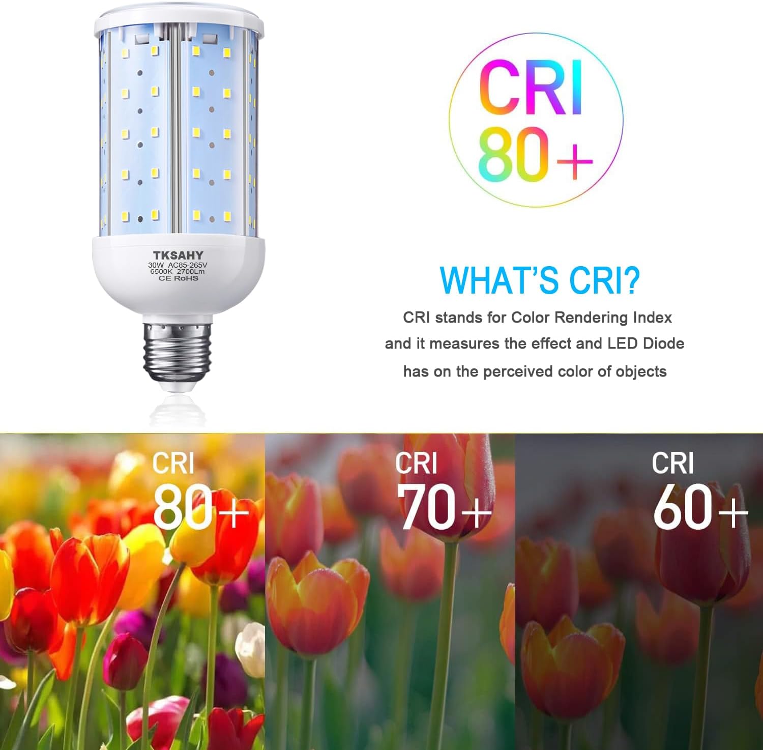 2-Pack 180W Equivalent LED Corn Light Bulb 2700 Lumen 6500K Cool White Daylight 30W LED Light bulbs E26/E27 Medium Base for Indoor Warehouse Garage Basement Backyard Factory Barn and Many Areas