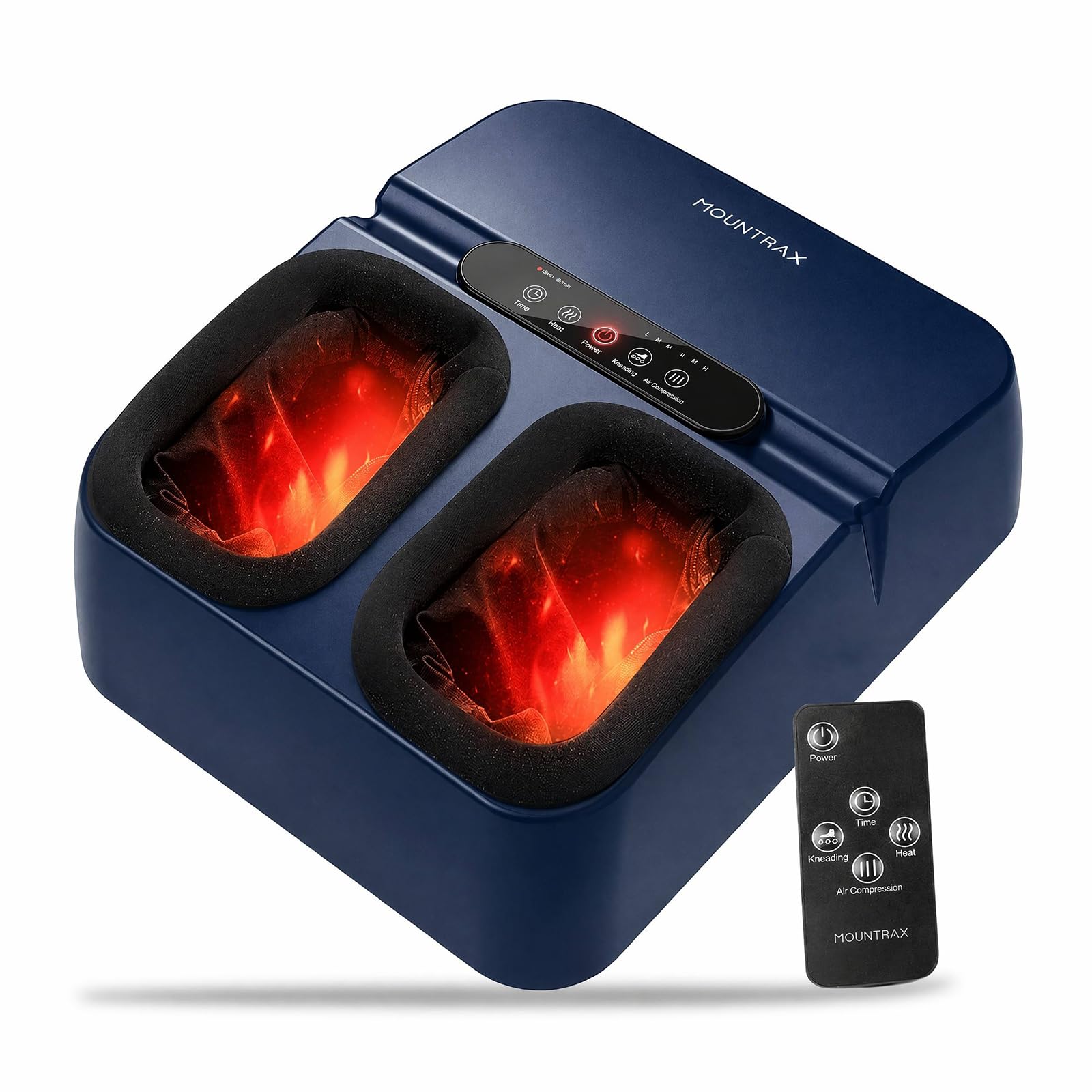 Mountrax Shiatsu Fußmassagegerät, 55°C Wärme, Hilfe bei Plantarfasziitis | 3D-Kneten & Rollen & Luftkompression Plantarfasziitis & Neuropathie Abnehmbare & Waschbare Bezüge Inkl. Fernbedienung