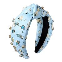 Vista 1 de Diademas anudadas con perlas para mujer, diademas de flores impresas con cristal de diamantes de imitación y cuentas brillantes adornadas con nudo