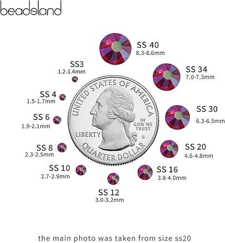 Miniatura 3 de BEADSLAND Hotfix - 2880 diamantes de imitación de cristal con parte trasera plana para manualidades, ropa, decoraciones de bricolaje, Siam claro AB,