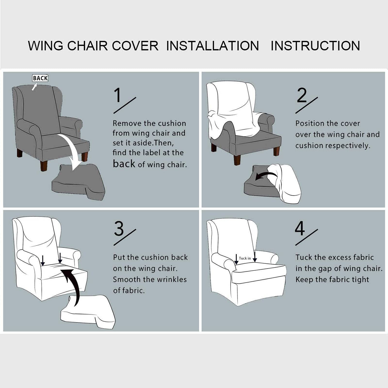 Amazon｜2ピース縦横弾力ストレッチウィングチェアカバー