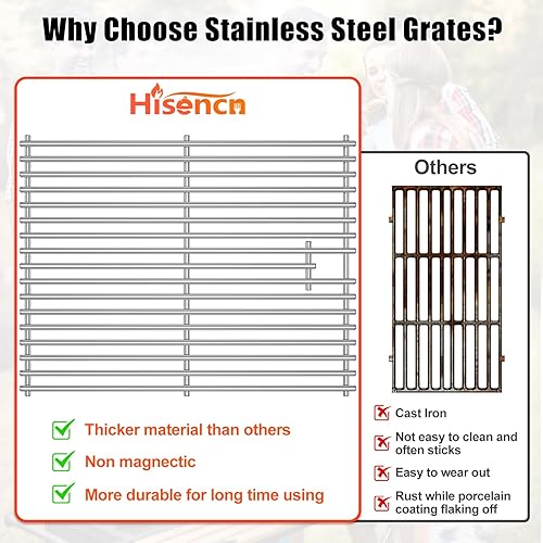 Miniatura 5 de Rejillas de parrilla para Nexgrill piezas de repuesto 4 quemadores 720-0830H 720-0830X 720-0888S 720-0783W, 304 acero inoxidable 17 pulgadas