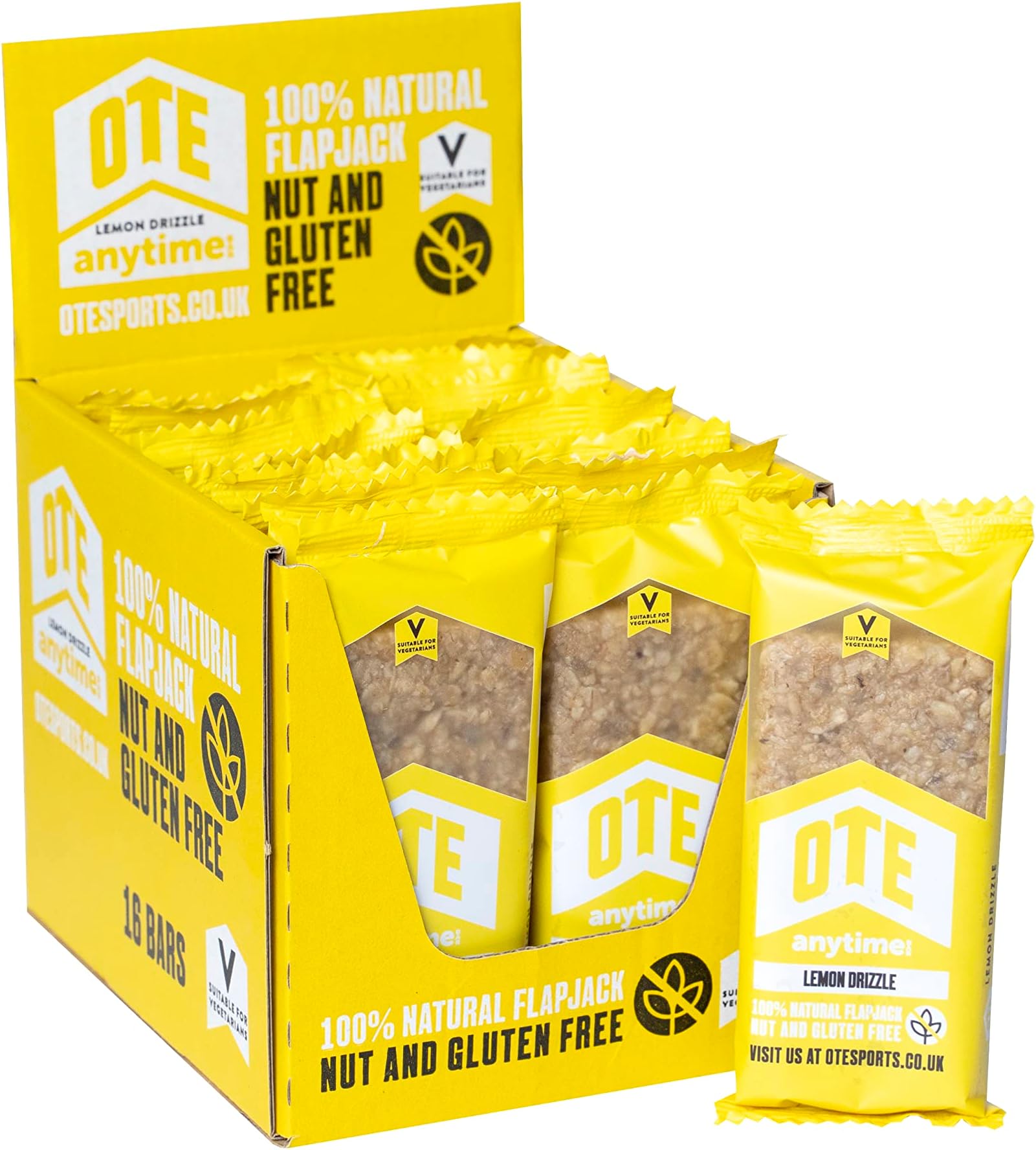 OTE Anytime Bars - Energy Bars for Cycling - Cycling Nutrition Bars - Nut Free Snacks for Running - Endurance Flapjack Bars - Box of 16 x 62g