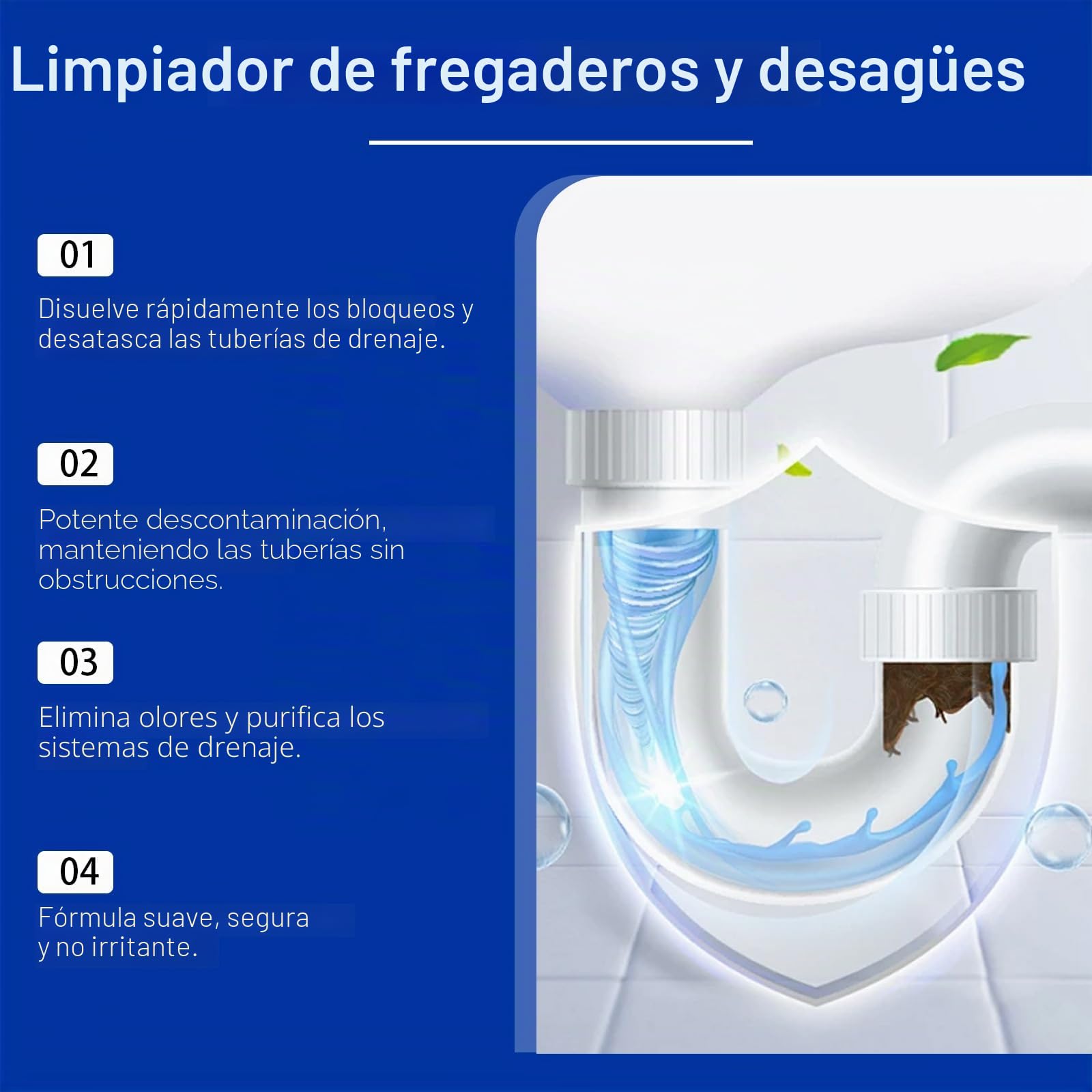 Turbonet 2.0 Desatascador, Desatascador Tuberías Turbonet 2.0, Potente Eliminador De Obstrucciones Para Inodoros, Cocinas, Baños Y Duchas; Previene Olores Y Mantiene Las Tuberías (3pcs)