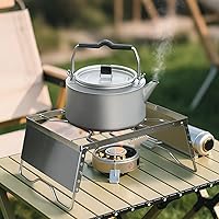 Vista 2 de REDCAMP Parrilla de fogata portátil de 12 pulgadas, acero inoxidable 304, parrilla plegable de fogata con parabrisas patas ajustables en altura