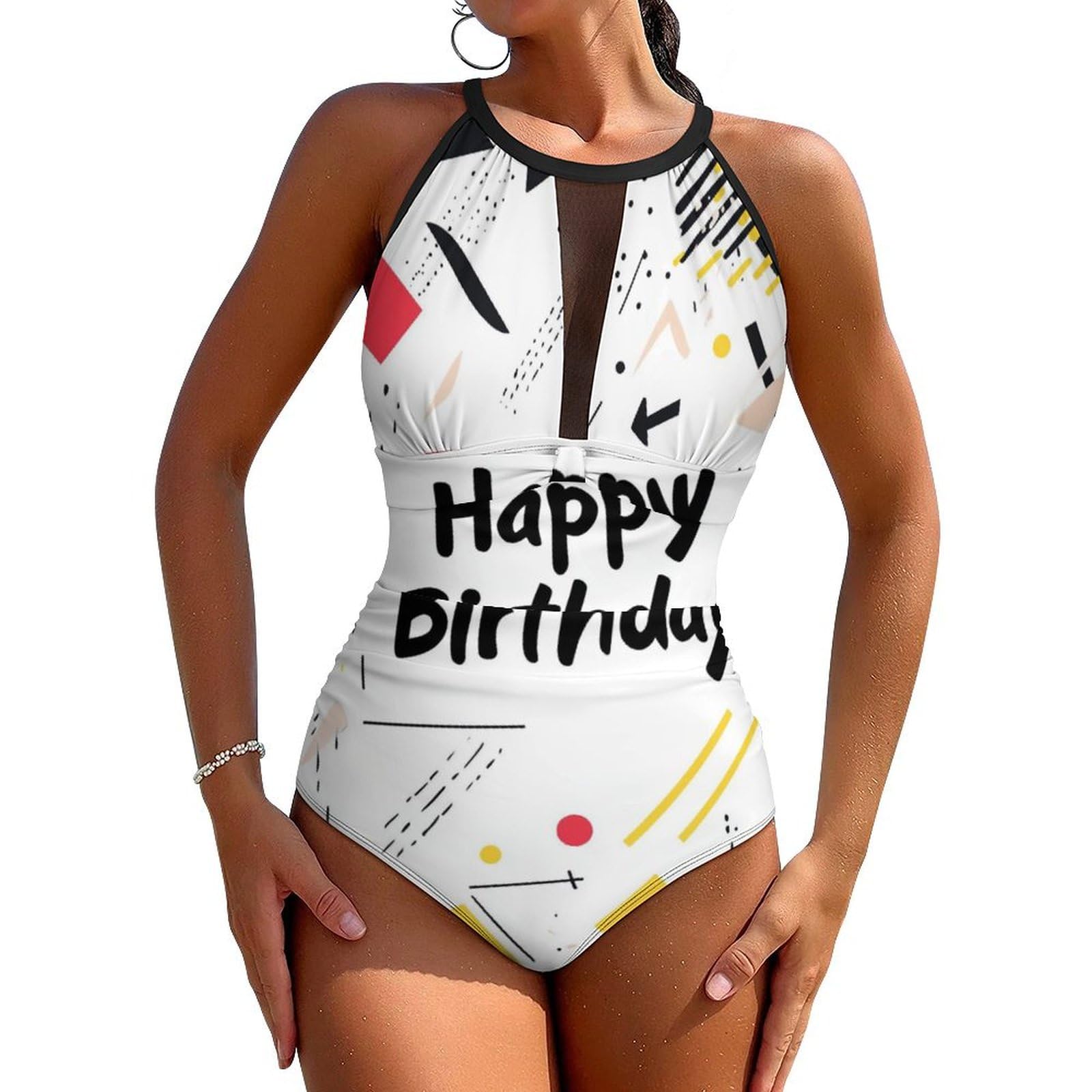 Flamingos Pattern Womens One-Piece Swimsuit Party Bathing Swimsuit Beach