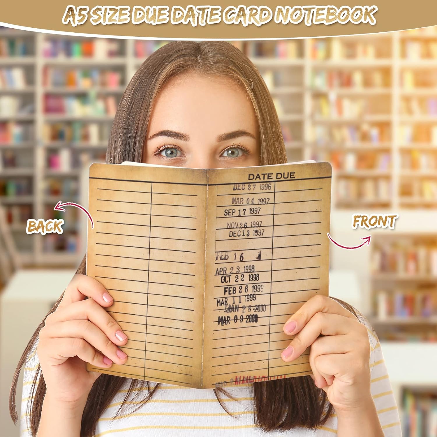Yaomiao 20 Pcs Book Lover Gifts for Students Teachers A5 Lined Library Card Notebook Journals Bulk Lined Paper Journal Librarian Gifts for Book Club Fans Bookworm Readers Writers