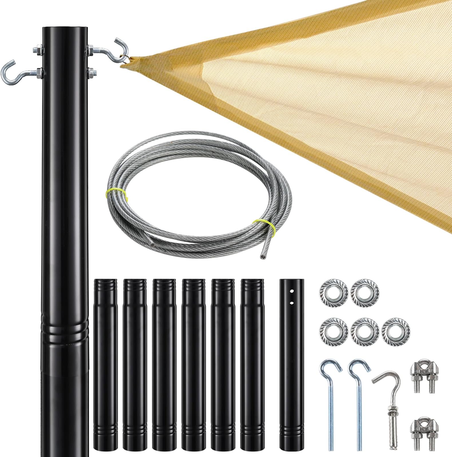 Shade Sail Pole, 8.7FT Sun Shade Post Heavy Duty Sun Shade Pole for Grass, 2.5