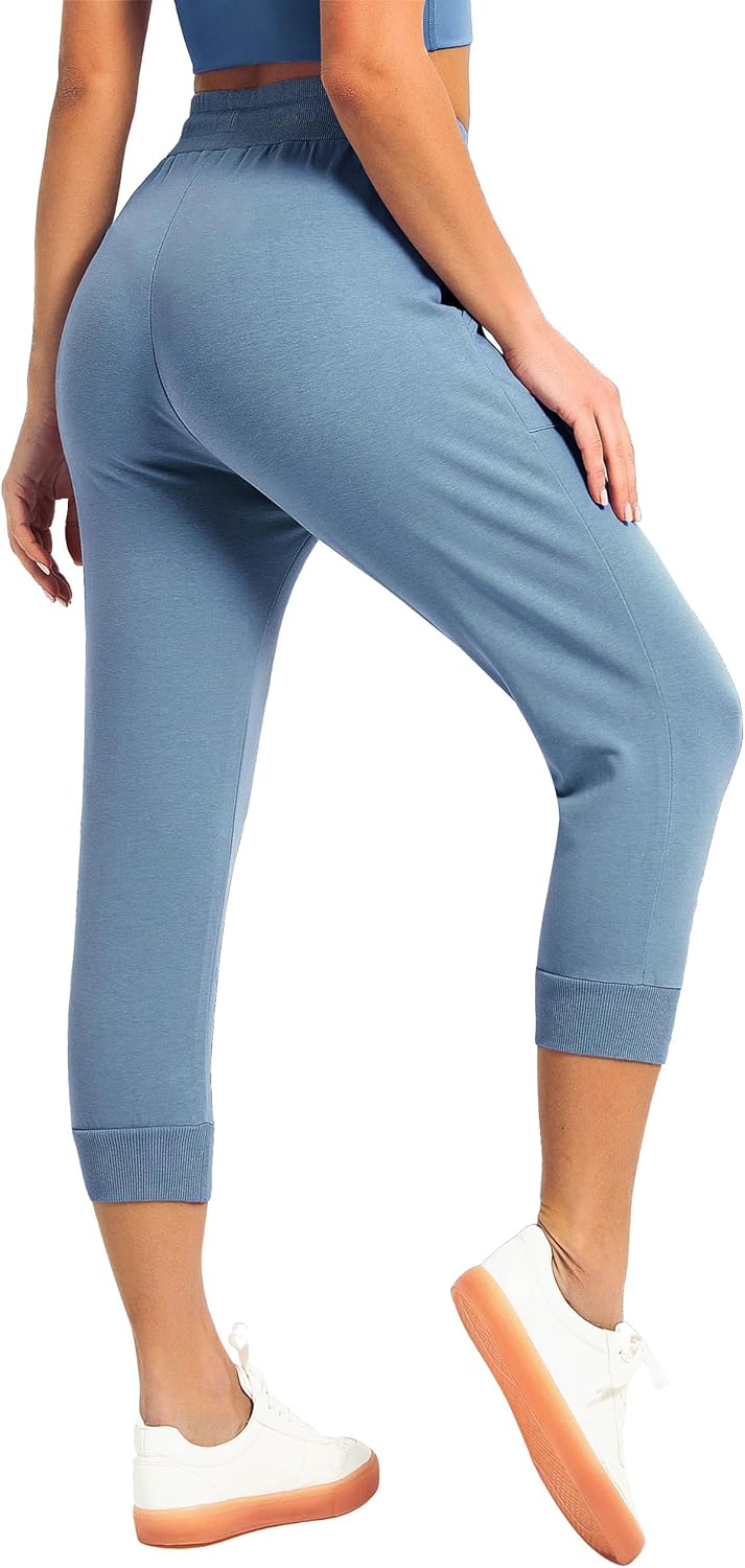 SPECIALMAGIC Women's Sweatpants Capri Pants Cropped Jogger Running Pants Lounge Loose Fit Drawstring Waist with Side Pockets - Image 4