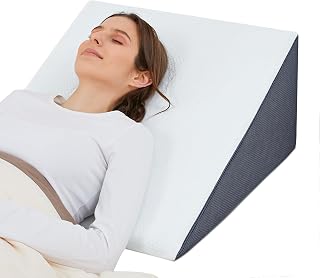 Bed Wedge Pillow for Sleeping, 12" 24" 24" Triangle Cooling Memory Foam Top, Elevated Support Wedge Pillow - Removable Washable Cover