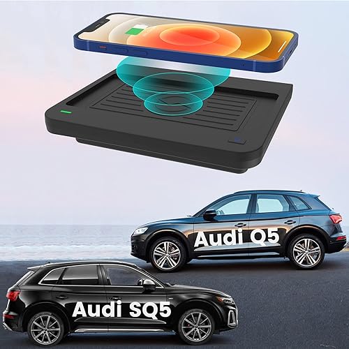 Cargador de teléfono inalámbrico de coche para Audi Q5 2018-2024/SQ5 2018-2022 2024 consola central, alfombrilla de carga para Audi Q5 SQ5 2018 2019