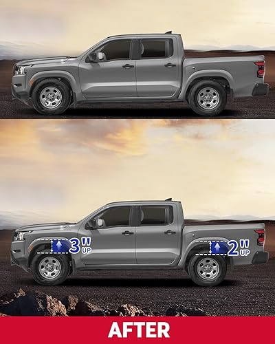 Miniatura 7 de Kit de elevación de nivelación de 3 pulgadas F + 2 pulgadas R para Frontier 2005-2023, espaciadores de puntal delantero de 3 pulgadas y bloque de